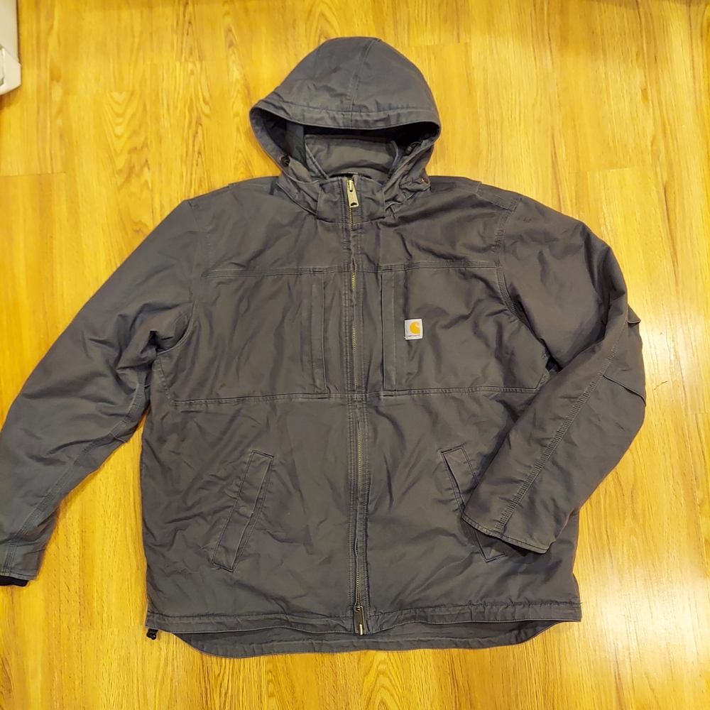 Carhartt men's coat with Hood. Gray. Size 2XL Tall. Loose Fit. Detachable hood